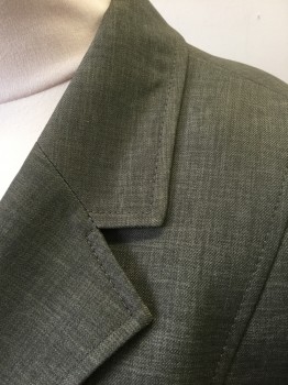KASPER, Warm Gray, Polyester, Solid, Single Breasted, Notched Lapel, 3 Buttons, 2 Pockets