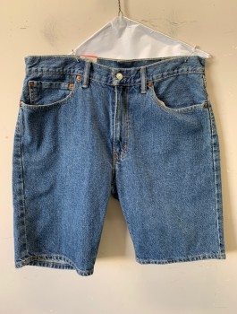 LEVI'S, Denim Blue, Cotton, Jean Shorts/Jorts, Zip Fly, 5 Pockets, Belt Loops, 10" Inseam