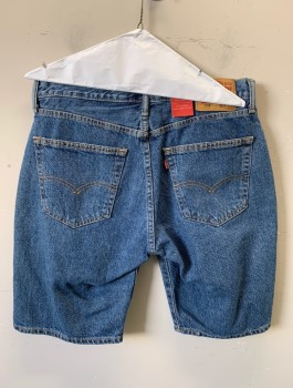 LEVI'S, Denim Blue, Cotton, Jean Shorts/Jorts, Zip Fly, 5 Pockets, Belt Loops, 10" Inseam