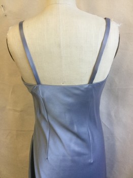 STANDARD, Powder Blue, Polyester, Acetate, Solid, Vertical Accordion Pleat Upper Top with 4" Horizontal  Accordion Pleat Underneath Bust Line,  1/3" Straps, Solid Skirt Front and Back, Side Zip