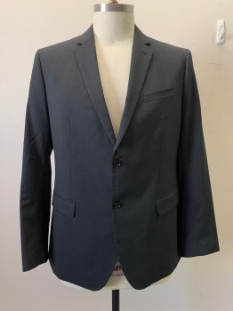 BANANA REPUBLIC, Charcoal Gray, Wool, Solid, 2 Buttons, Single Breasted, Notched Lapel, 3 Pockets,