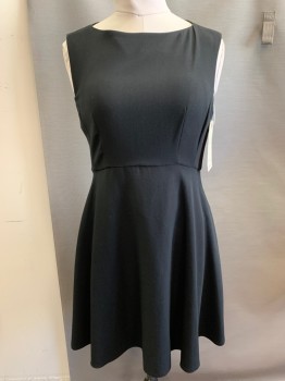 FRENCH CONNECTION, Black, Polyester, Viscose, Solid, Wide Neck, Back Zip, A-line Skirt