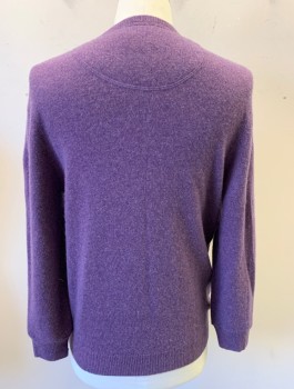 1901, Dusty Purple, Wool, Cashmere, Solid, Knit, Long Sleeves, V-neck