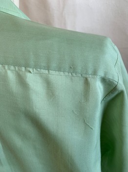 Mens, Casual Shirt, MANHATTAN, Lt Olive Grn, Poly/Cotton, Solid, M, S/S, Button Front, Chest Pockets,