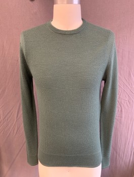 TODD SNYDER, Green, Wool, Solid, L/S, CN, Chunky Knit