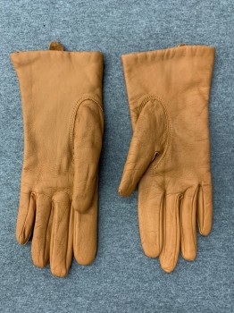Womens, Leather Gloves, DENTS, Brown, Leather, Acrylic, Solid, 7, Wrist Length
