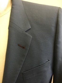 PAUL SMITH, Slate Blue, Wool, Silk, Single Breasted, 2 Buttons,  Notched Lapel, 3 Pockets,