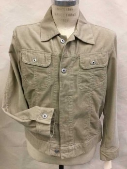 DIESEL, Tan Brown, Cotton, Solid, Button Front, 4 Pockets 2 with Flaps, Jean Jacket Styling, Long Sleeves with Button Cuffs