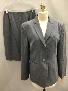 Womens, Suit, Jacket, TALBOTS, Lt Gray, Wool, Solid, 8, Single Breasted, Notched Lapel, 2 Buttons,  3 Pockets,