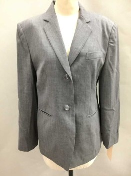 TALBOTS, Lt Gray, Wool, Solid, Single Breasted, Notched Lapel, 2 Buttons,  3 Pockets,