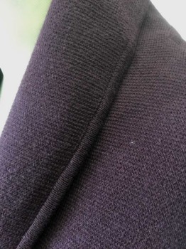 ALFANI, Dk Purple, Cotton, Nylon, Solid, Knit (Like a Cardigan), Shawl Collar, 3 Buttons, Peplum Waist, 3/4 Sleeves, No Lining