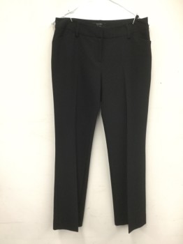RW & CO., Black, Polyester, Viscose, Solid, Flat Front, Zip Fly with Hook & Eyes, 4 Pockets, Belt Loops