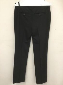 RW & CO., Black, Polyester, Viscose, Solid, Flat Front, Zip Fly with Hook & Eyes, 4 Pockets, Belt Loops