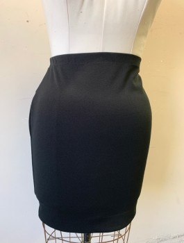 VINCE CAMUTO, Black, Rayon, Lycra, Solid, Elastic Waist, Straight Fit, Slit at Center Back, *Has Been Altered at Hem