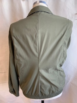 POLO- RALPH LAUREN, Olive Green, Navy Blue, Cotton, Polyester, Solid, Collar Attached, Zip Front, 2 Slant Pockets, L/S