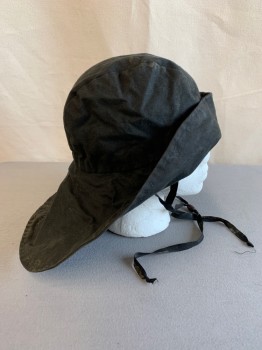 Unisex, Sci-Fi/Fantasy Hat, MTO, Black, Cotton, Solid, O/S, *Aged/Distressed*, Ties, Longer Back Side