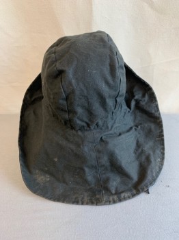 Unisex, Sci-Fi/Fantasy Hat, MTO, Black, Cotton, Solid, O/S, *Aged/Distressed*, Ties, Longer Back Side