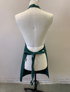 Unisex, Apron, NL, Forest Green, Cotton, OS, 2 Front Pockets, Silver Round Buckles at Neck