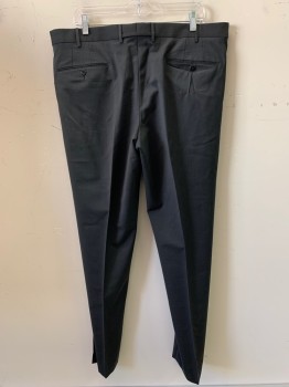 ZANELLA, Charcoal Gray, Wool, Solid, F.F, Side Pockets, Zip Front, Belt Loops