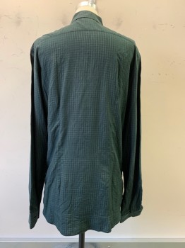 Paul Smith, Dk Green, Black, Lyocell, Gingham, L/S, Button Front, C.A., Chest Pocket