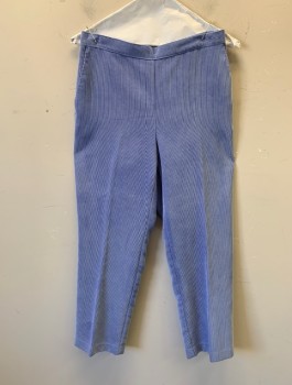 ALFRED DUNNER, Periwinkle Blue, Polyester, Nylon, Solid, Corduroy, Cigarette Pant, High Waist,  Elastic Back Waist, 2 Side Pockets