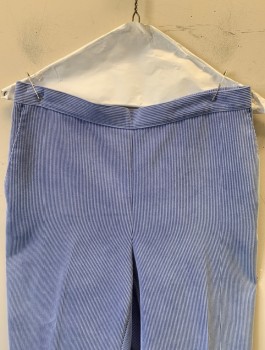 Womens, Pants, ALFRED DUNNER, Periwinkle Blue, Polyester, Nylon, Solid, Sz.8P, Corduroy, Cigarette Pant, High Waist,  Elastic Back Waist, 2 Side Pockets
