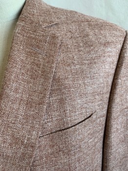 Mens, Blazer/Sport Co, NL , Burnt Orange, Beige, Wool, 2 Color Weave, 40S, Notched Lapel, Single Breasted, Button Front, 1 Button, 3 Pockets