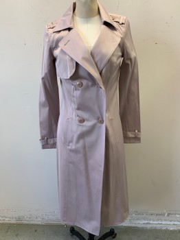 Womens, Coat, Trenchcoat, NL , Khaki Brown, Poly/Cotton, XS, Collar Attached, Double Breasted, Button Front, Side Pockets, Epaulets, Belted Back, Back Flap with Buttons