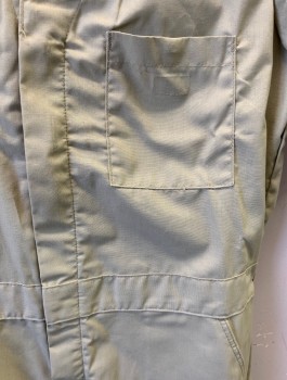 Mens, Coveralls/Jumpsuit, DICKIES, Tan Brown, Poly/Cotton, Solid, Tall, 42, S/S, Zip Front, Collar Attached, Elastic at Sides of Waist, 6 Pockets: 2 on Chest, 2 at Sides, 2 in Back