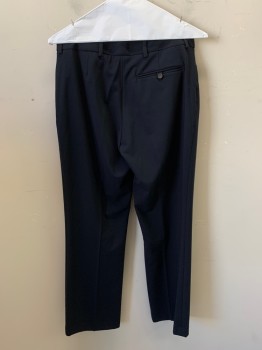 CALVIN KLEIN, Midnight Blue, Polyester, Rayon, Solid, Midnight Blue Poly/Rayon, Flat Front, 3 Pockets, 1 Button at Back Pocket,  Zip Fly, Belt Loops, Metal Button Closure