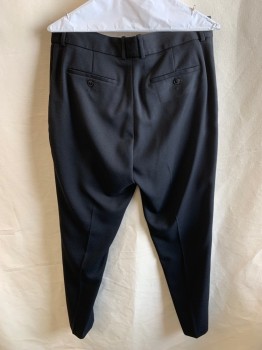 REISS, Black, Polyester, Elastane, Solid, F.F, Zip Front, Hook Closure, 4 Pockets, Mid Rise, Taperred Leg