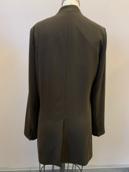 THEORY, Coffee Brown, Polyester, Solid, L/S, Crossover With Strap, Side Pockets,