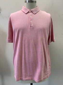 CLAIBORNE, Pink, White, Cotton, 2 Color Weave, S/S, Collar Attached, 3 BUTTONS