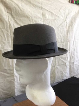 GOLDEN GATE HAT COMP, Gray, Black, Wool, Solid, Black Gross Grain Ribbon Hat Band, See Photo Attached,