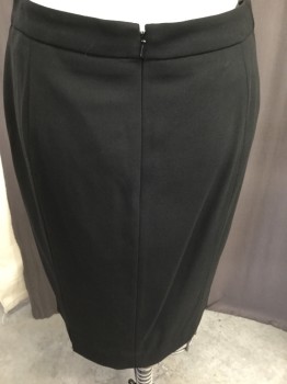 ANNE KLEIN, Black, Wool, Solid, Classic Black Skirt, Back Zip,