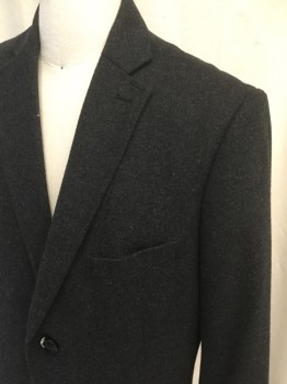 MANTONI, Charcoal Gray, Wool, Polyester, Single Breasted, Collar Attached, Notched Lapel, 3 Pockets, Long Sleeves