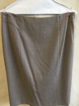 REBECCA TAYLOR, Lt Gray, Gray, Wool, Polyester, Heathered, Light Mint Lining, No Waistband with Side Yoke, Side Zip, Top Stitches Pleat Work Bottom Center