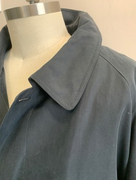 CHRISTIAN DUMAS, Black, Cotton, Acetate, Solid, Single Breasted, Covered Button Placket, Collar Attached, 2 Welt Pockets, **With Matching Belt & Removable Liner