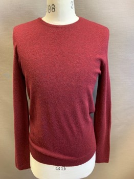 Mens, Pullover Sweater, JOHN VARVATOS, Wine Red, Cashmere, Solid, S, Crew Neck, Elbow Patches