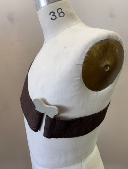 Mens, Harness, N/L MTO, Brown, Nylon, Solid, Quilted Stitching, Has 1 Armhole, Closure at Other Side is Gray "Bone" That Hooks Into Loop, Made To Order, Goes with Belt (CF018788)