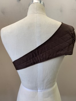 Mens, Harness, N/L MTO, Brown, Nylon, Solid, Quilted Stitching, Has 1 Armhole, Closure at Other Side is Gray "Bone" That Hooks Into Loop, Made To Order, Goes with Belt (CF018788)
