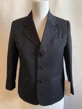 Childrens, Suit Piece 1, COLE By SWEET KIDS, Black, Polyester, Solid, 7, Single Breasted, Collar Attached, Notched Lapel, 3 Buttons, 3 Pockets