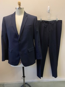 BANANA REPUBLIC, Navy Blue, Wool, Solid, 2 Buttons, Single Breasted, Notched Lapel, 3 Pockets,