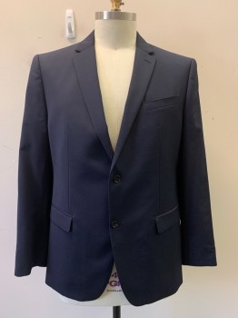 BANANA REPUBLIC, Navy Blue, Wool, Solid, 2 Buttons, Single Breasted, Notched Lapel, 3 Pockets,