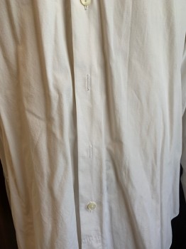MTO, White, Cotton, Solid, Band Collar, Button Front, L/S *Aged/Distressed* *Missing 2 Buttons*