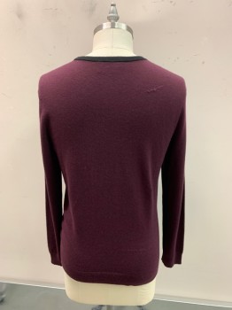 THEORY, Black, Red Burgundy, Cashmere, Color Blocking, CN,