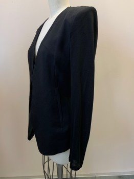 HELMUT LANE, Black, Polyester, Cotton, Solid, L/S, Single Breasted, Side Pockets With Zipper,