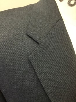 N/L, Blue, Wool, Solid, Single Breasted, Collar Attached, Notched Lapel, 2 Buttons,  3 Pockets,
