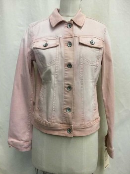 MERONA, Lt Pink, Cotton, Polyester, Solid, Button Front, Collar Attached, 4 Pockets,