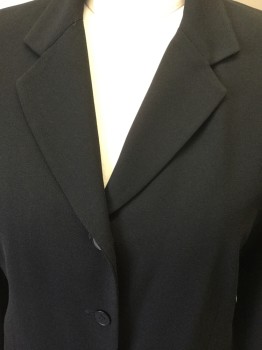 EVAN PICONE, Black, Polyester, Solid, Single Breasted, Notched Lapel, 4 Buttons, Padded Shoulders, 2 Welt Pockets